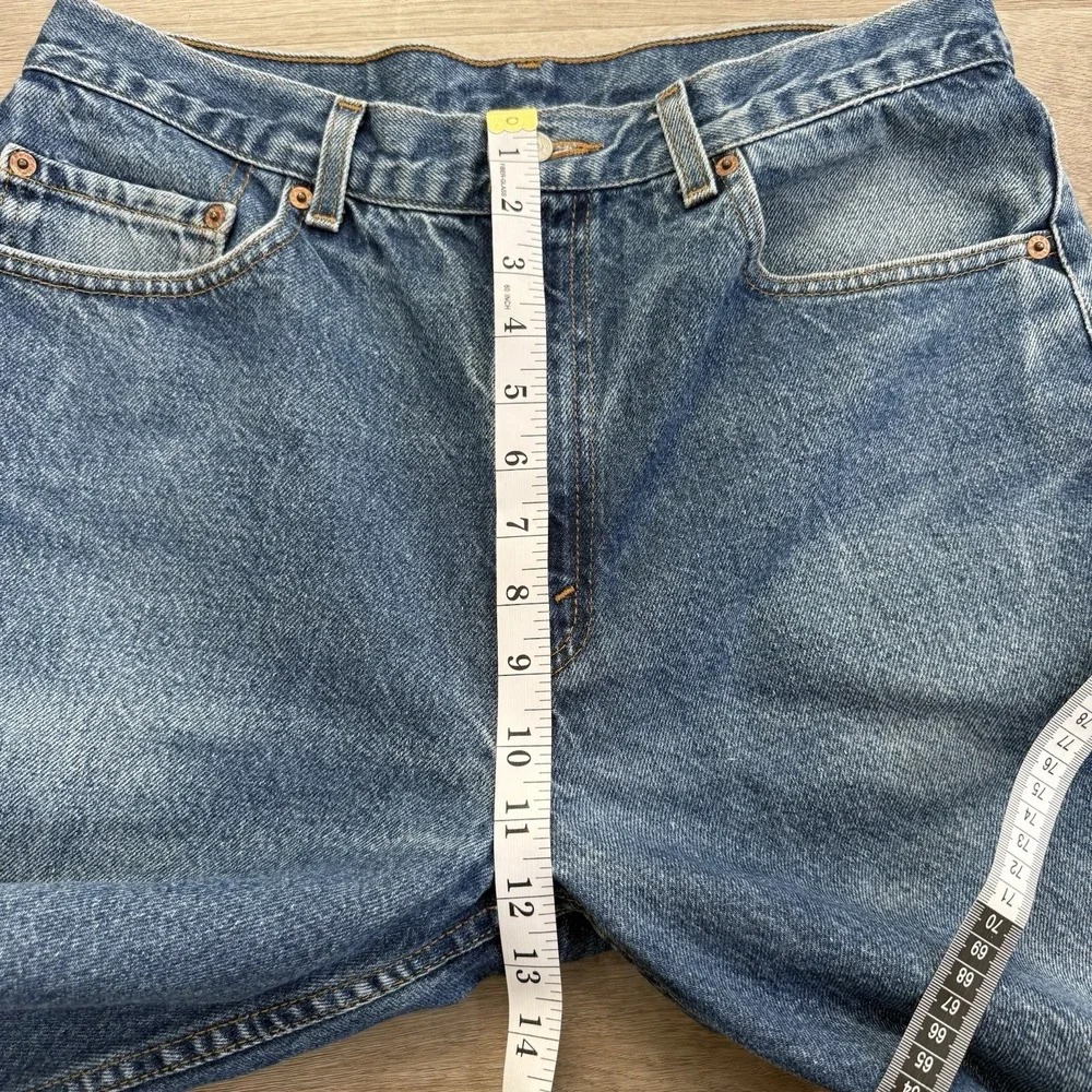 Vintage Y2K Levis 505 Distressed Cutoff Raw Hem Jeans Tag 34x30 Fits 32x26 Blue